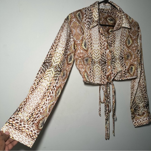 Rivir Patterned Snake Print 2 piece Set Crop Top & Midi Skirt Size Medium - Picture 13 of 16